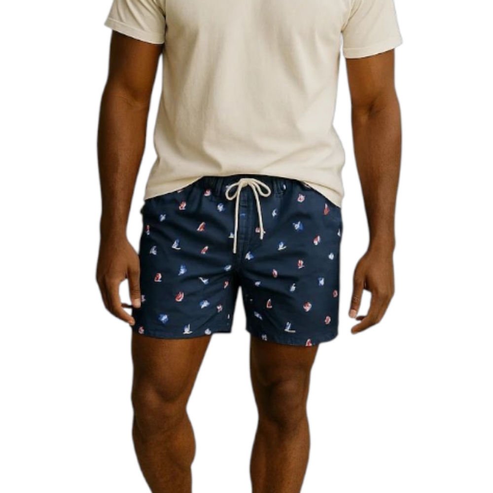 Nautica sailing flag quick dry swim trunks men's large navy beach shorts